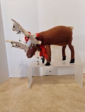 2012 Annalee Dolls Bendable Plush Christmas Moose Tangled Lights Santa Hat 8"
